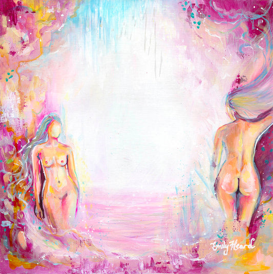 Pink abstract nude art by Emily Louise Heard