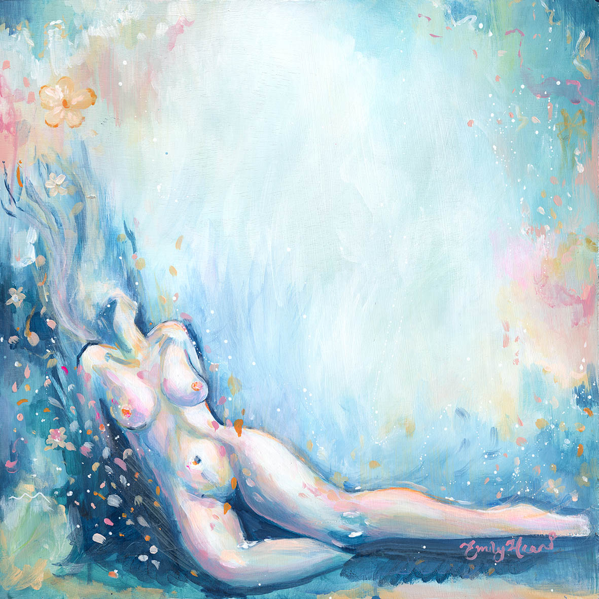 In Bloom - Original Abstract Nude Painting by Emily Louise Heard - emilylouiseart