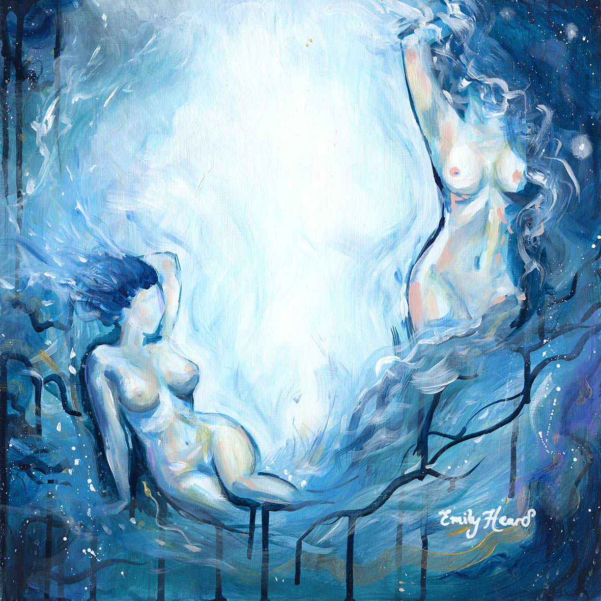 Enchantress - Original Abstract Nude Painting by Emily Louise Heard - emilylouiseart