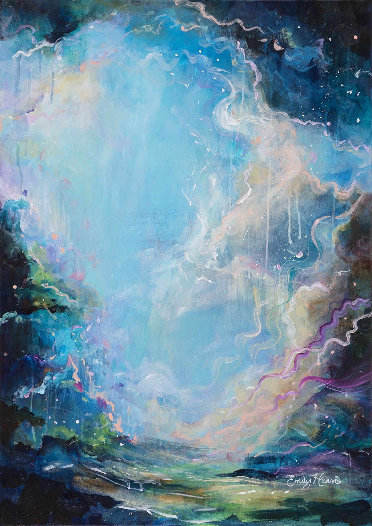 Abstract blue painting by Emily Louise Heard