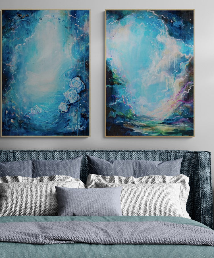 Abstract blue painting by Emily Louise Heard