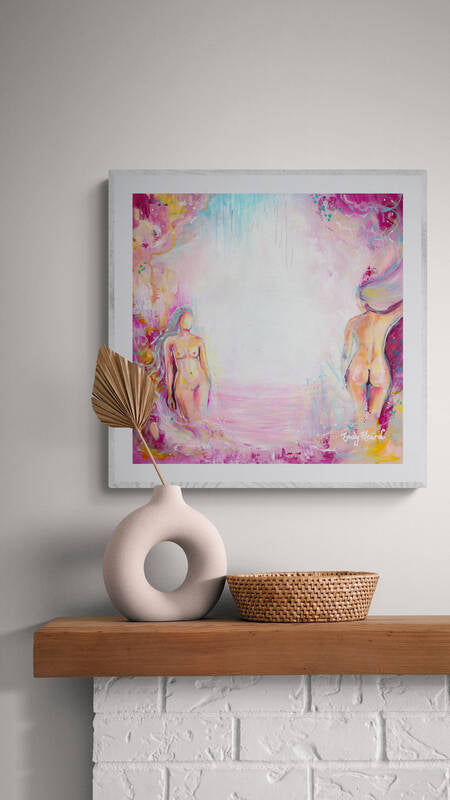 Pink abstract nude art by Emily Louise Heard