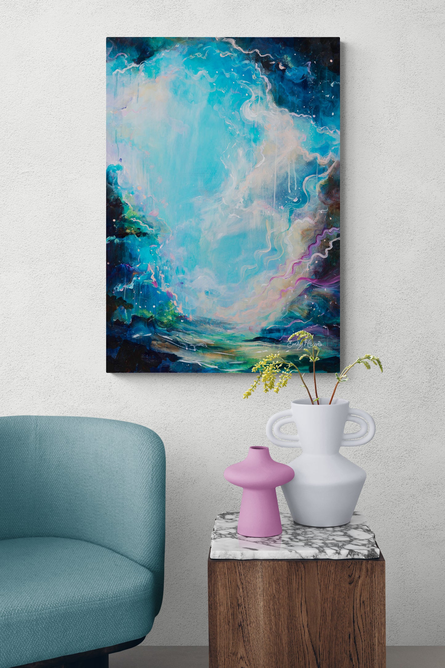 Abstract blue painting by Emily Louise Heard