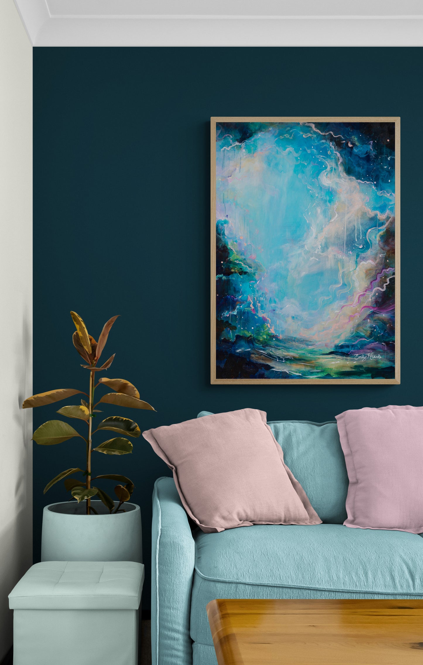 Abstract blue painting by Emily Louise Heard