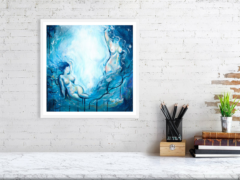 Blue abstract nude art by Emily Louise Heard