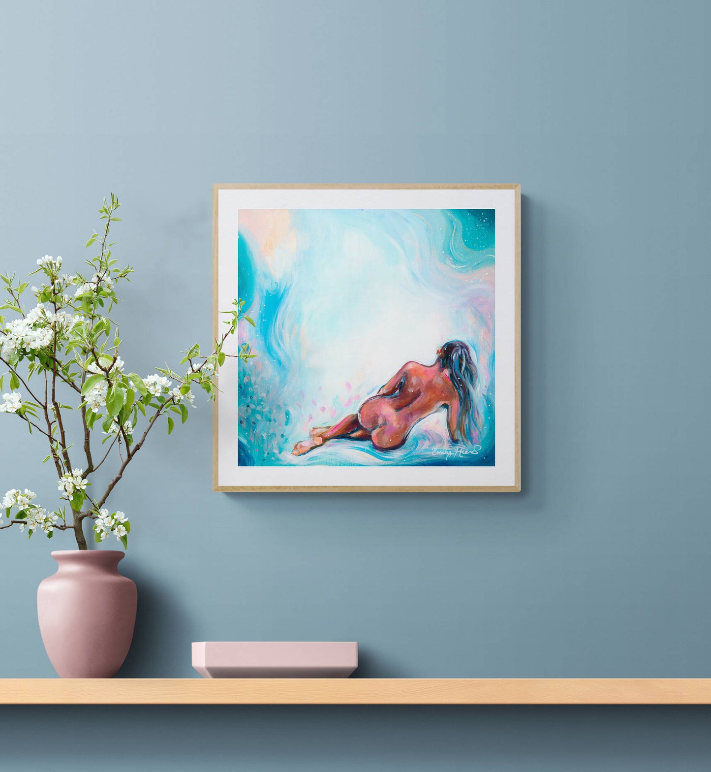 Colourful abstract nude art print