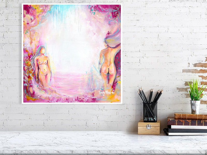 Pink abstract nude art by Emily Louise Heard